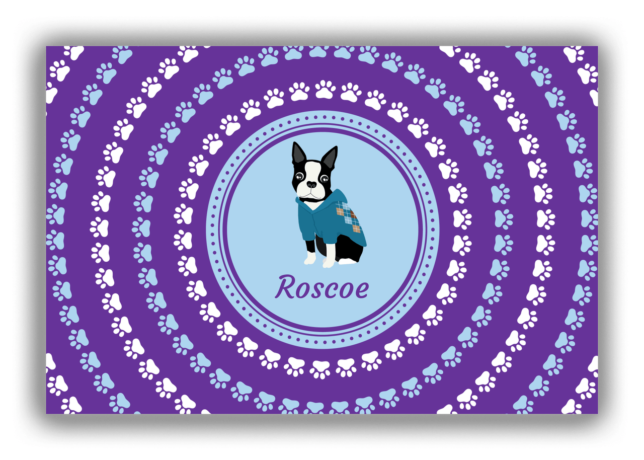 Personalized Dogs Canvas Wrap & Photo Print XII - Purple Background - Boston Terrier - Front View