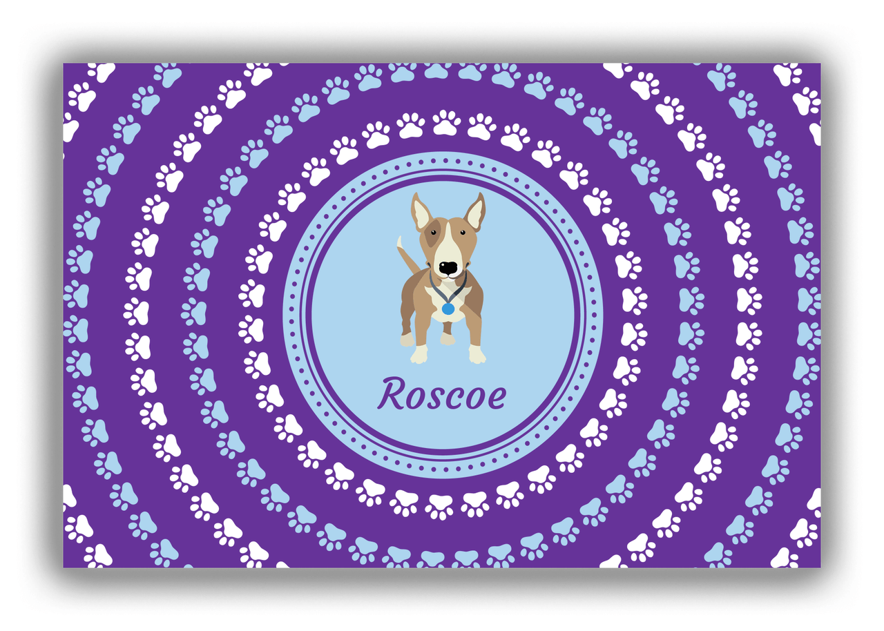 Personalized Dogs Canvas Wrap & Photo Print XII - Purple Background - Bull Terrier - Front View