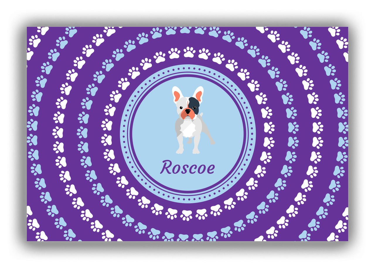 Personalized Dogs Canvas Wrap & Photo Print XII - Purple Background - French Bulldog - Front View