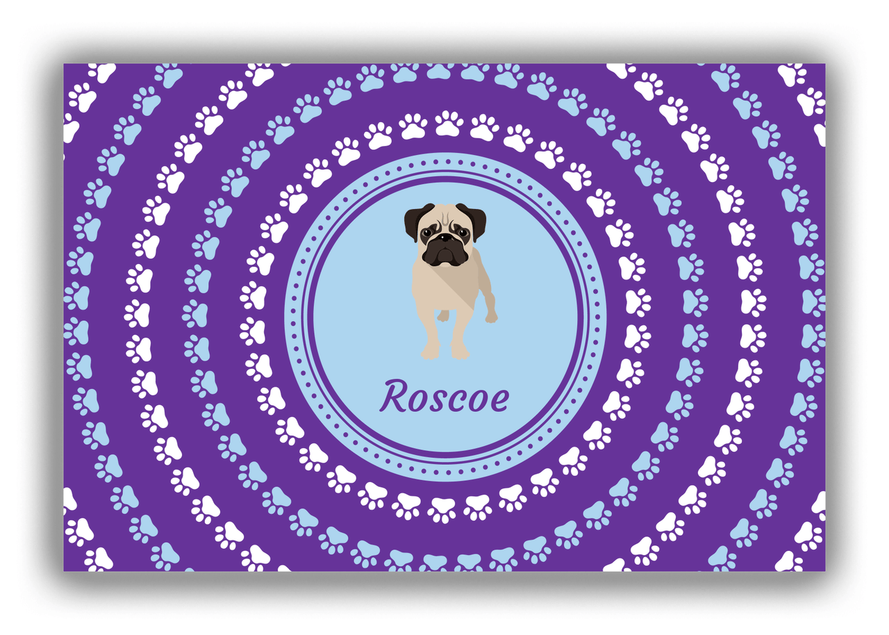 Personalized Dogs Canvas Wrap & Photo Print XII - Purple Background - Pug - Front View