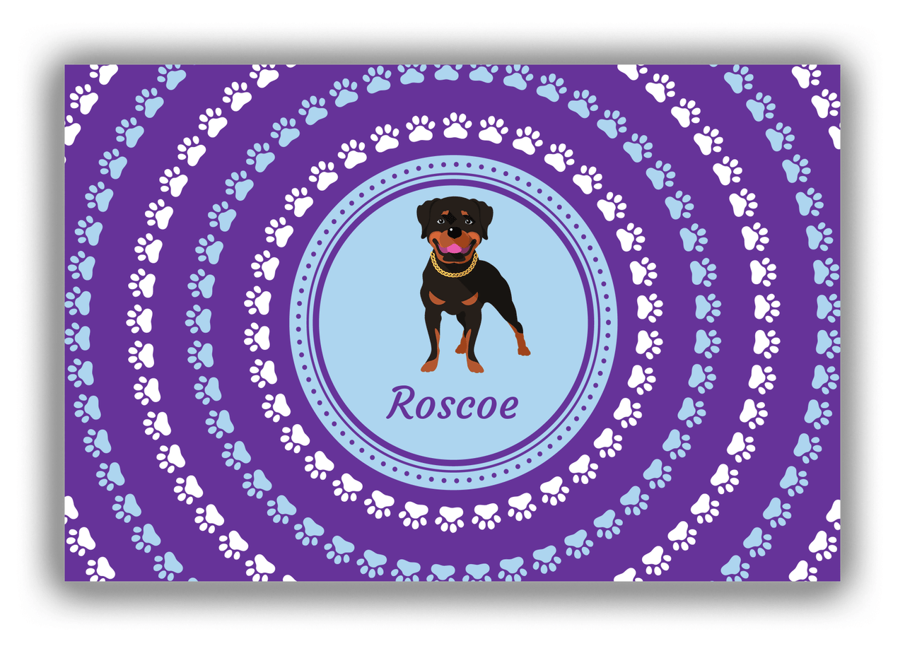 Personalized Dogs Canvas Wrap & Photo Print XII - Purple Background - Rottweiler - Front View