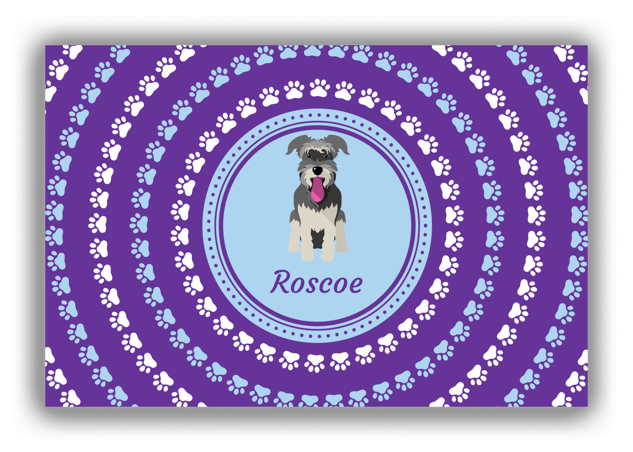 Personalized Dogs Canvas Wrap & Photo Print XII - Purple Background - Schnauzer - Front View