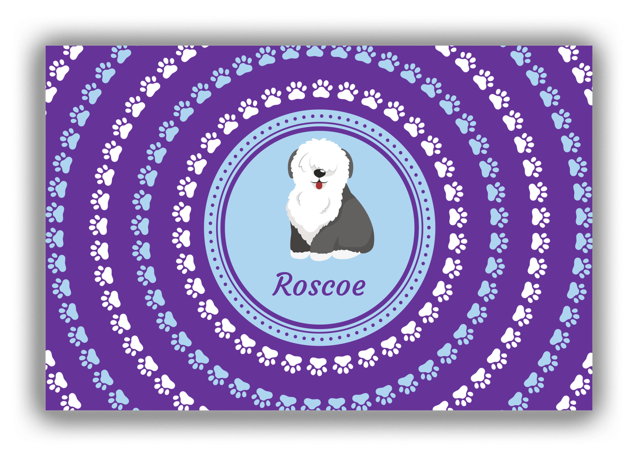 Personalized Dogs Canvas Wrap & Photo Print XII - Purple Background - Sheep Dog - Front View
