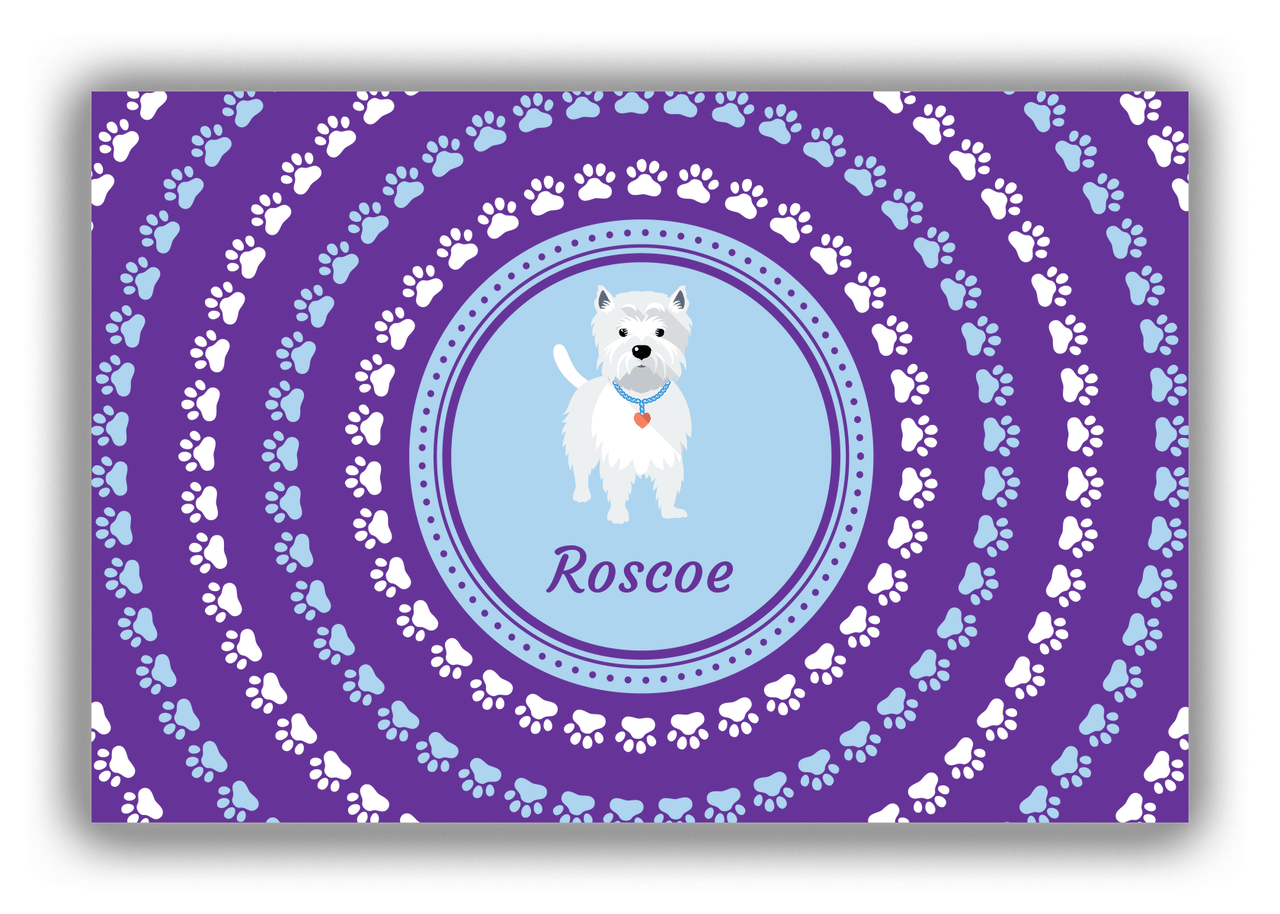 Personalized Dogs Canvas Wrap & Photo Print XII - Purple Background - Westie - Front View