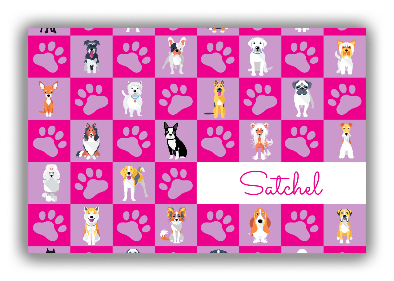 Personalized Dogs Canvas Wrap & Photo Print XIII - Pink Squares - Front View