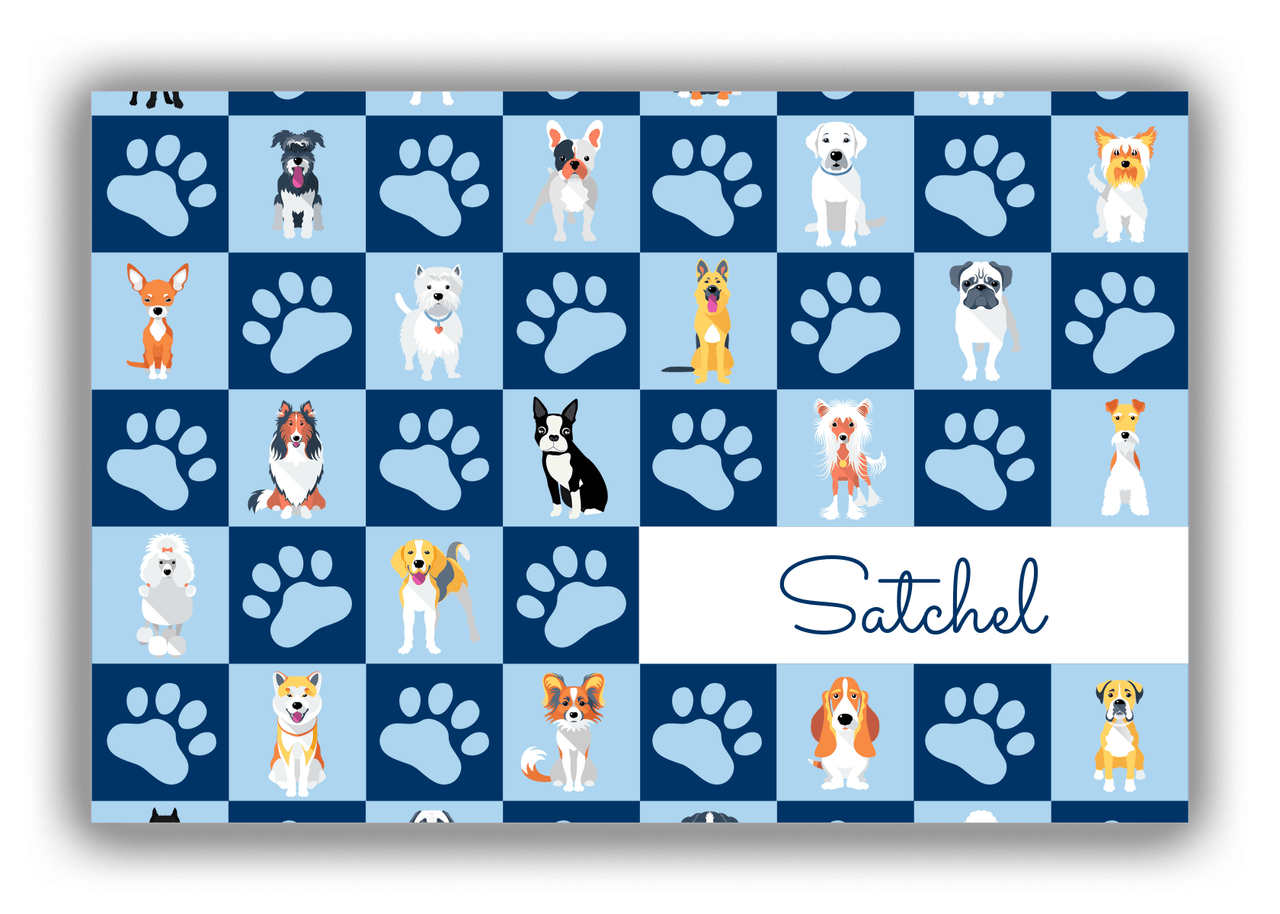 Personalized Dogs Canvas Wrap & Photo Print XIII - Blue Squares - Front View