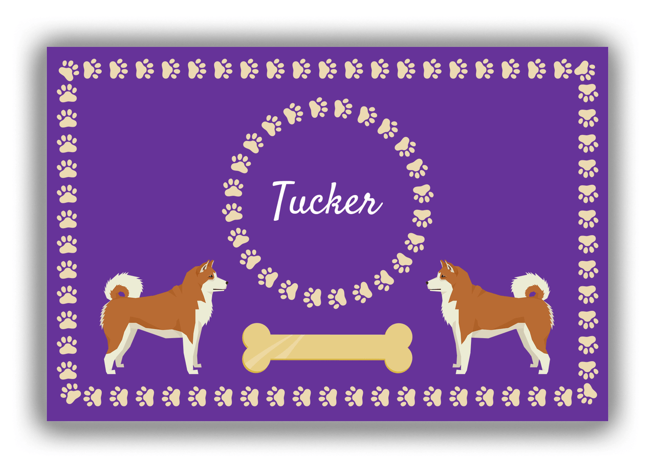 Personalized Dogs Canvas Wrap & Photo Print XIV - Purple Background - Akita Inu - Front View