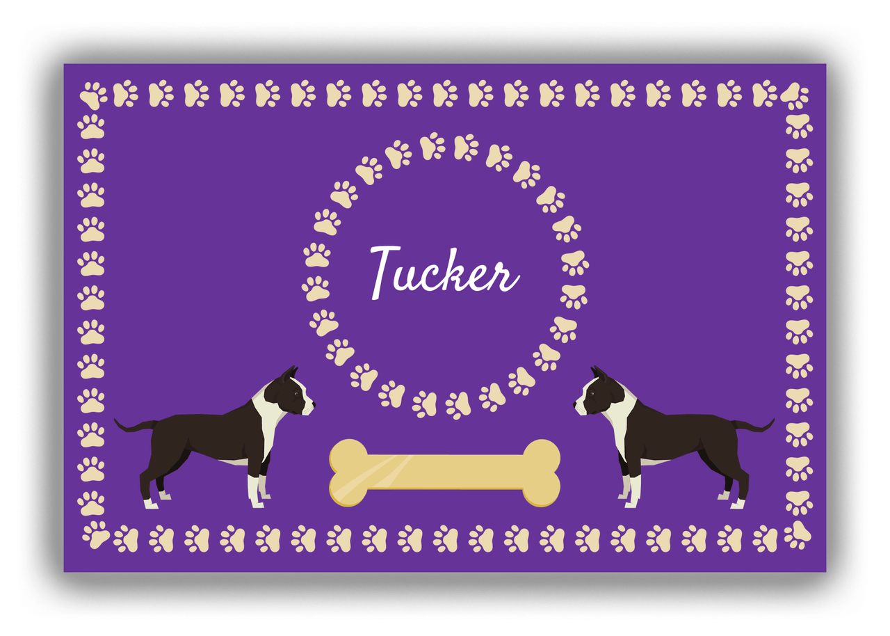 Personalized Dogs Canvas Wrap & Photo Print XIV - Purple Background - American Staffordshire Terrier - Front View