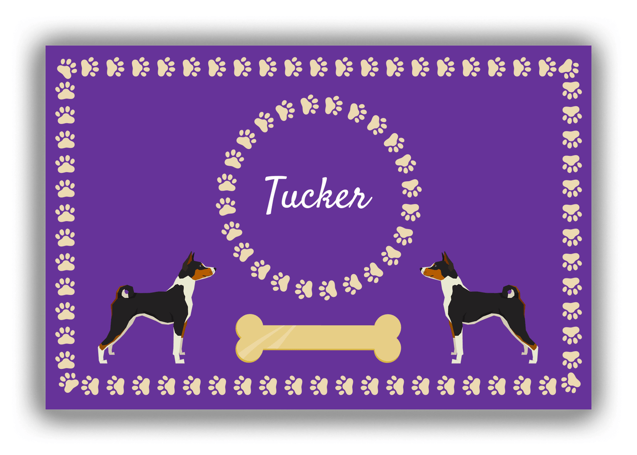 Personalized Dogs Canvas Wrap & Photo Print XIV - Purple Background - Basenji - Front View