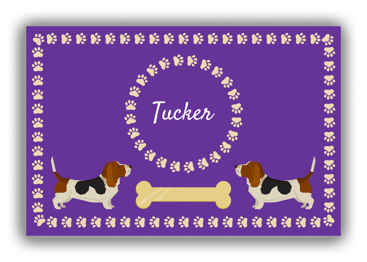 Personalized Dogs Canvas Wrap & Photo Print XIV - Purple Background - Basset Hound - Front View