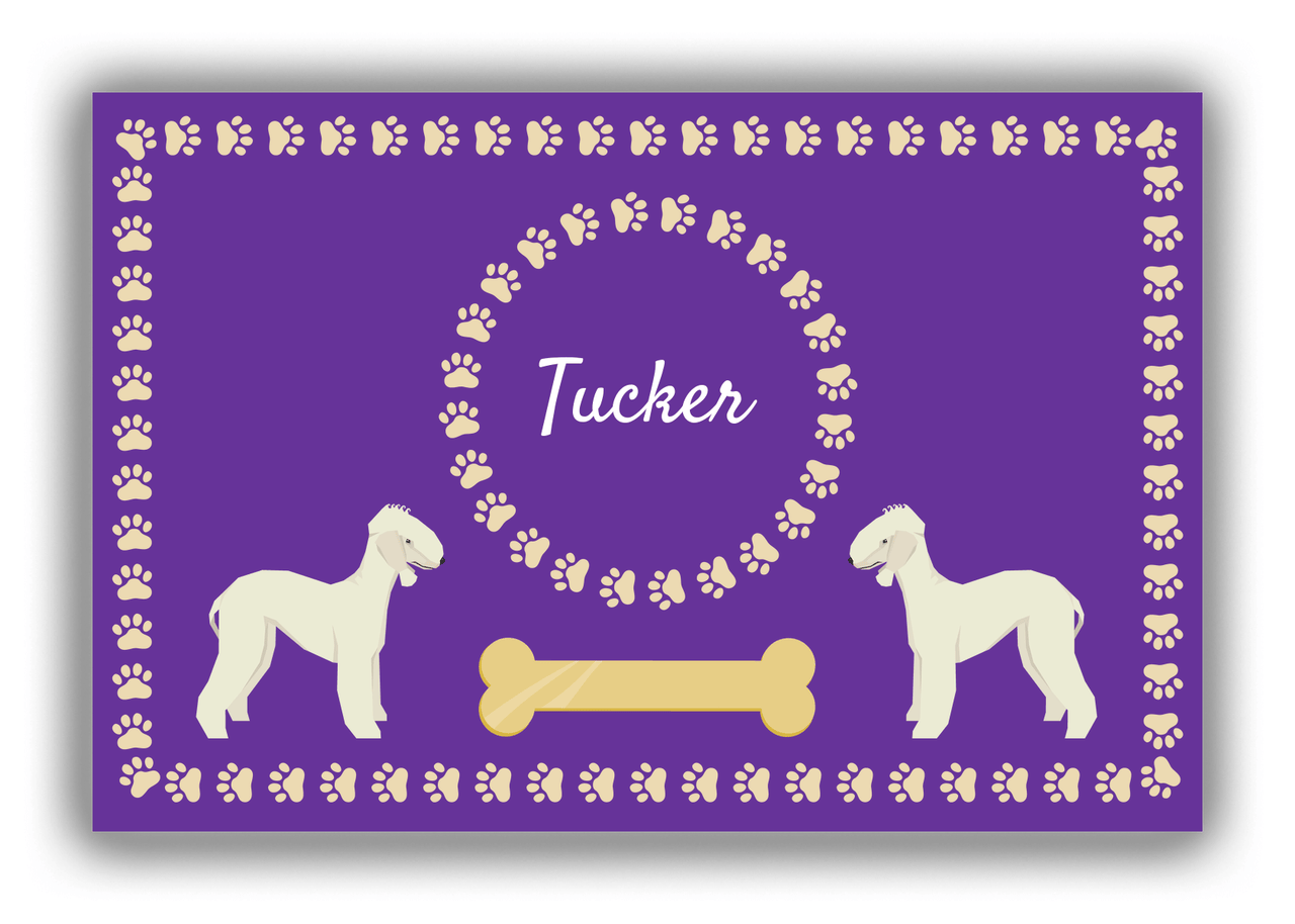 Personalized Dogs Canvas Wrap & Photo Print XIV - Purple Background - Bedlington Terrier - Front View