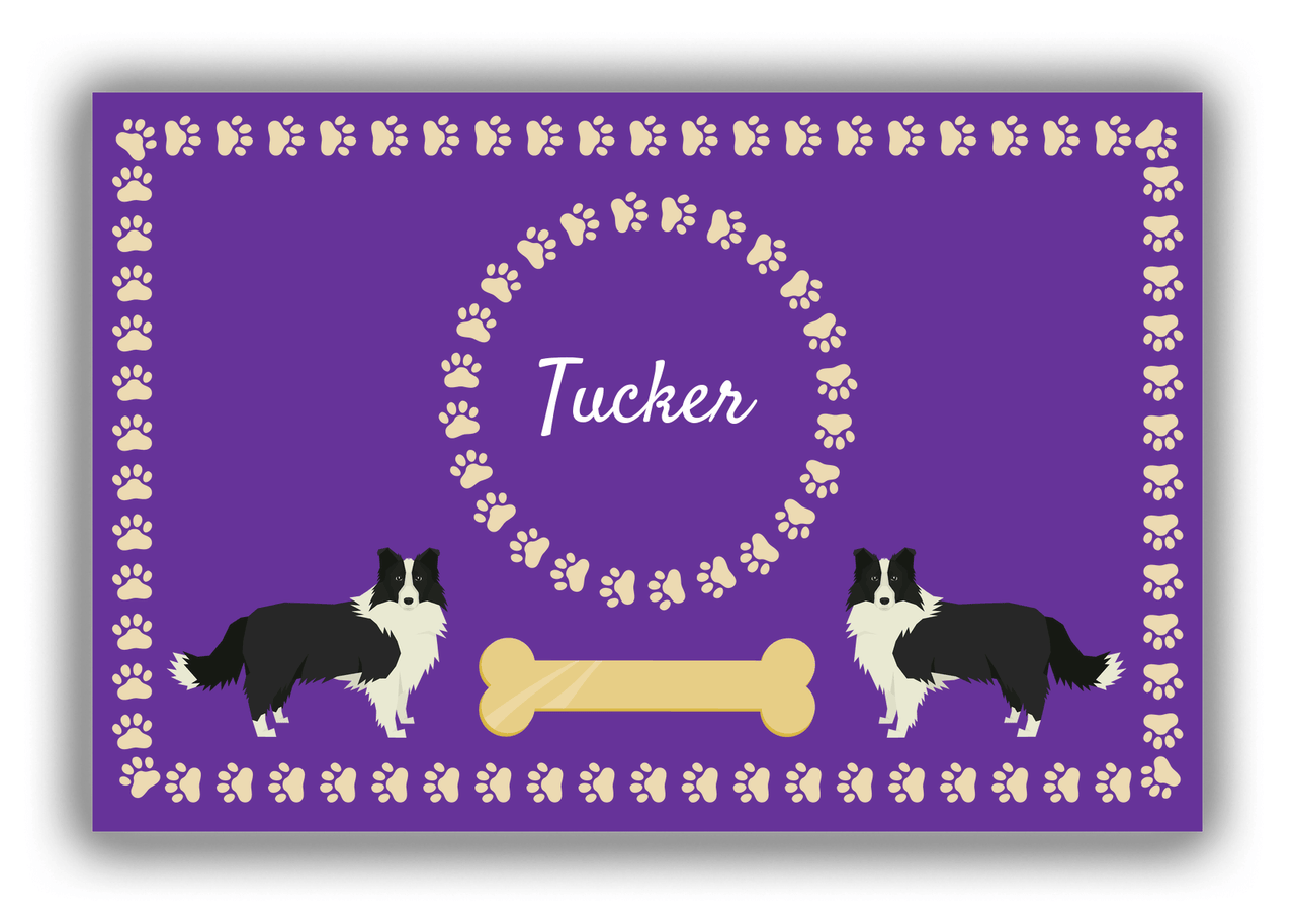 Personalized Dogs Canvas Wrap & Photo Print XIV - Purple Background - Border Collie - Front View