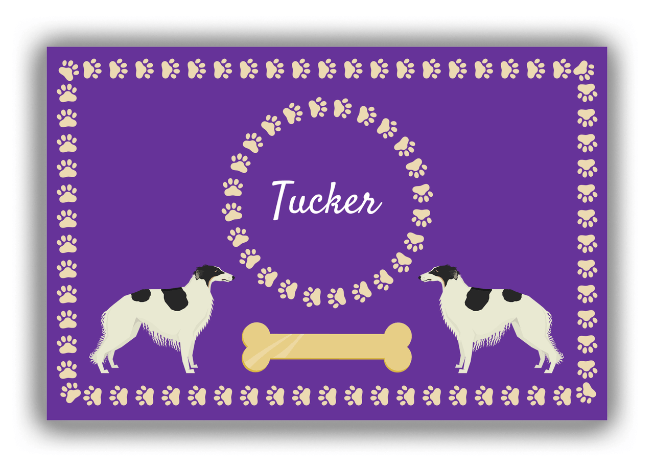 Personalized Dogs Canvas Wrap & Photo Print XIV - Purple Background - Borzoi - Front View