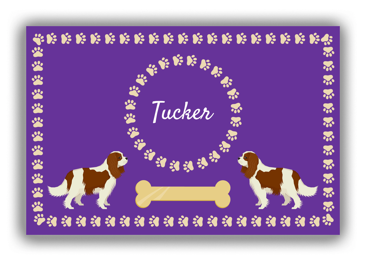 Personalized Dogs Canvas Wrap & Photo Print XIV - Purple Background - Cavalier King Charles Spaniel - Front View