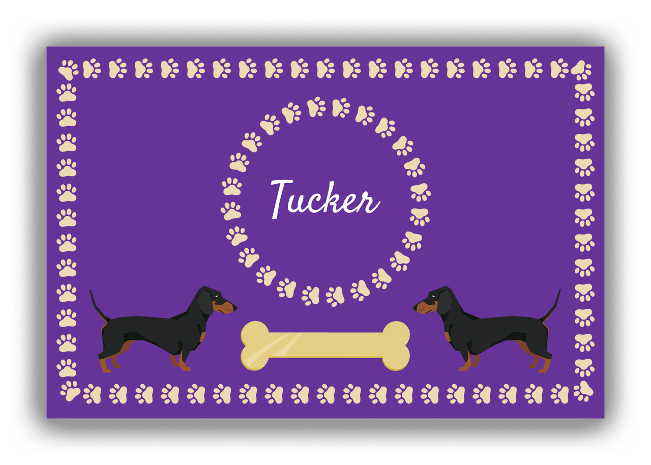 Personalized Dogs Canvas Wrap & Photo Print XIV - Purple Background - Dachshund - Front View