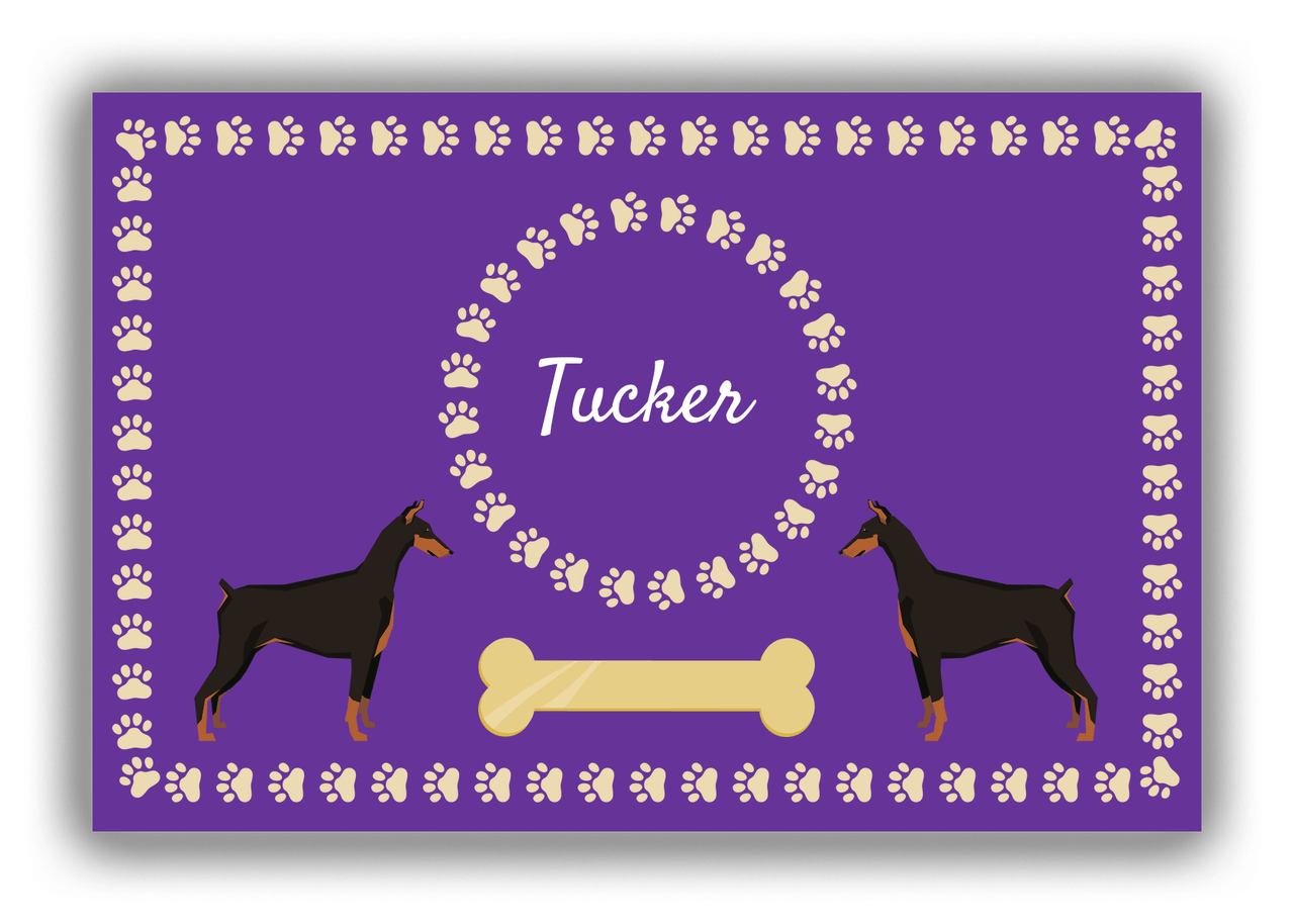 Personalized Dogs Canvas Wrap & Photo Print XIV - Purple Background - Doberman - Front View