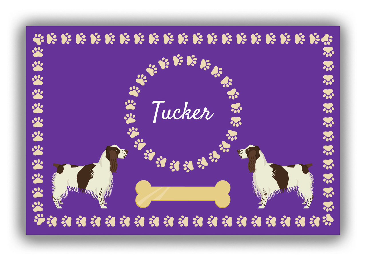 Personalized Dogs Canvas Wrap & Photo Print XIV - Purple Background - English Springer Spaniel - Front View