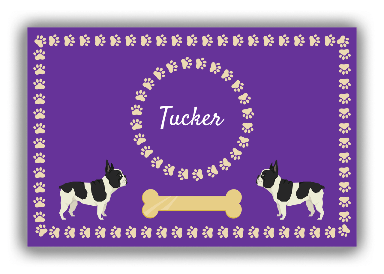 Personalized Dogs Canvas Wrap & Photo Print XIV - Purple Background - French Bulldog - Front View