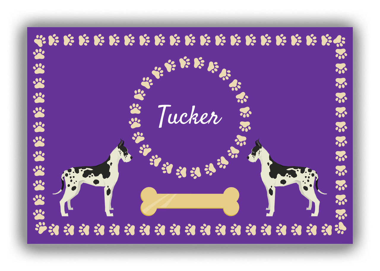 Personalized Dogs Canvas Wrap & Photo Print XIV - Purple Background - Great Dane - Front View