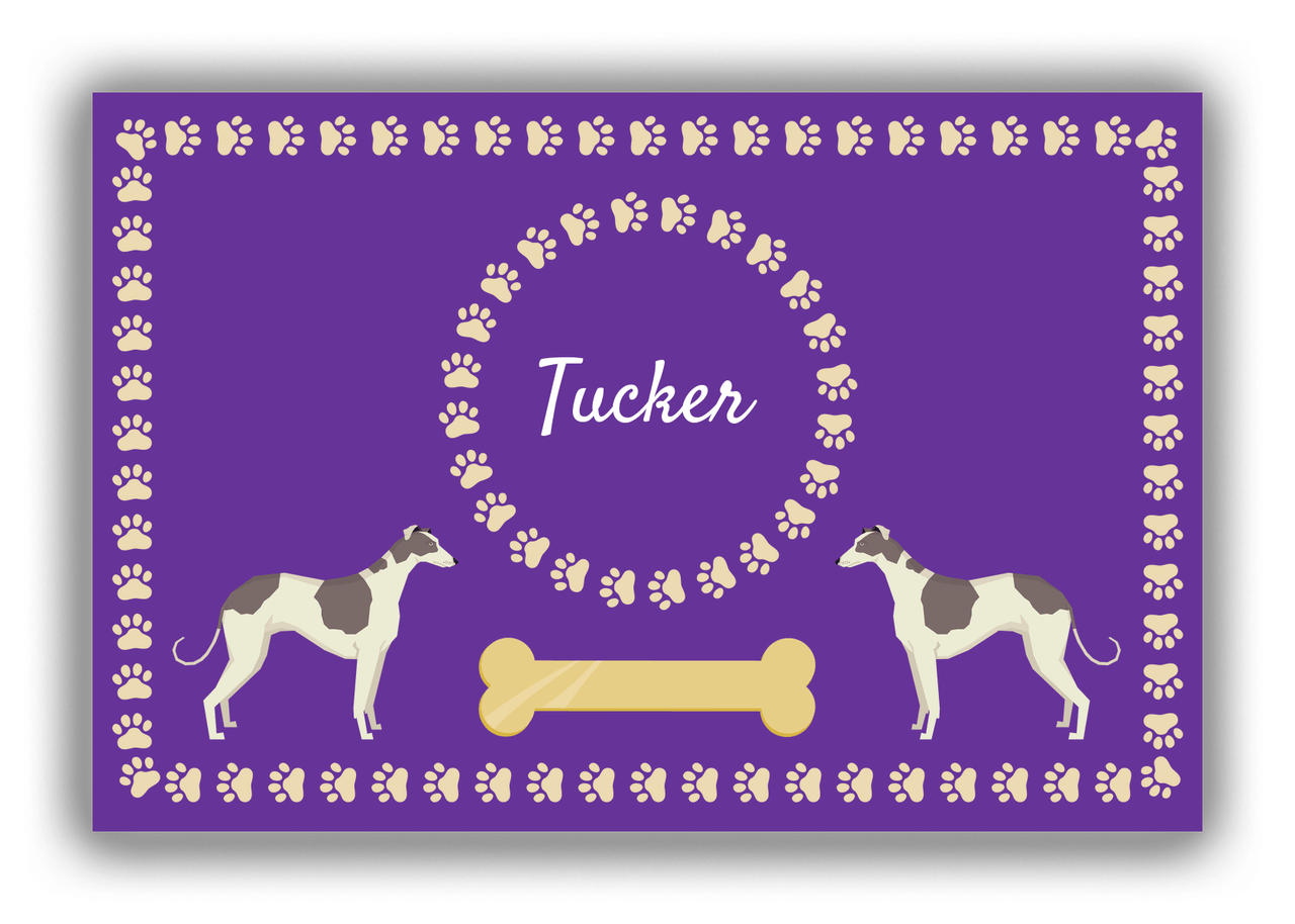 Personalized Dogs Canvas Wrap & Photo Print XIV - Purple Background - Greyhound - Front View