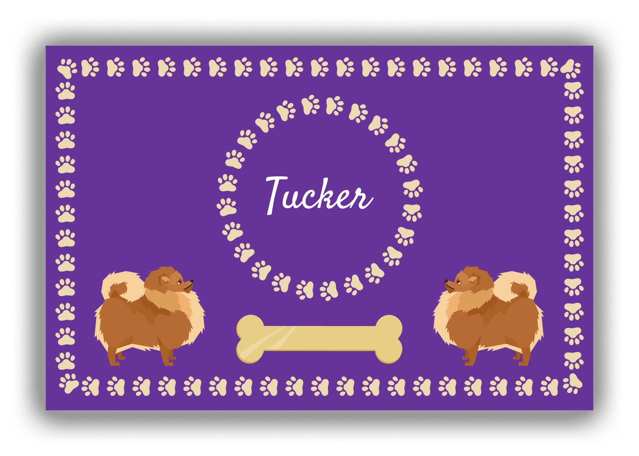 Personalized Dogs Canvas Wrap & Photo Print XIV - Purple Background - Pomeranian - Front View