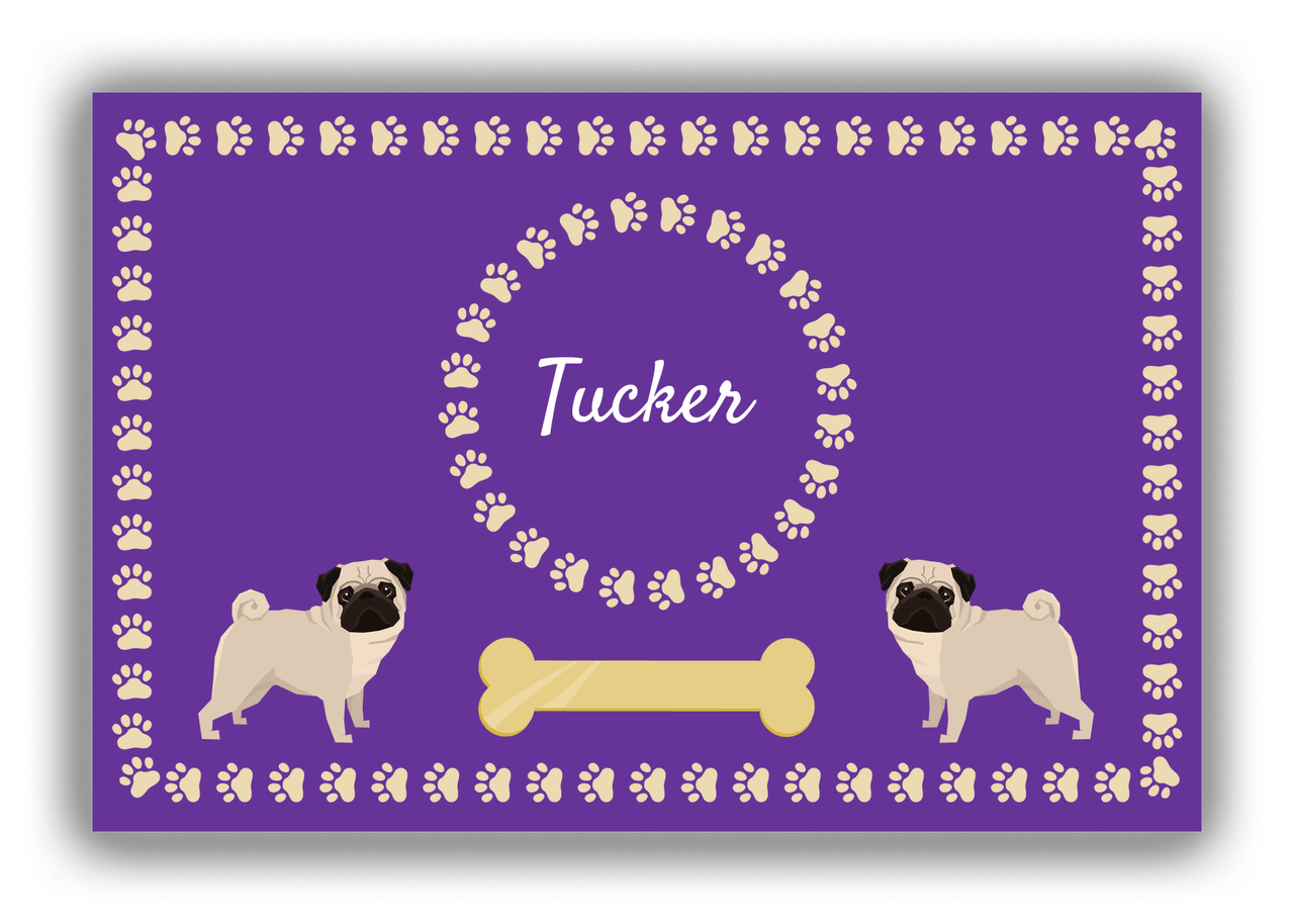 Personalized Dogs Canvas Wrap & Photo Print XIV - Purple Background - Pug - Front View