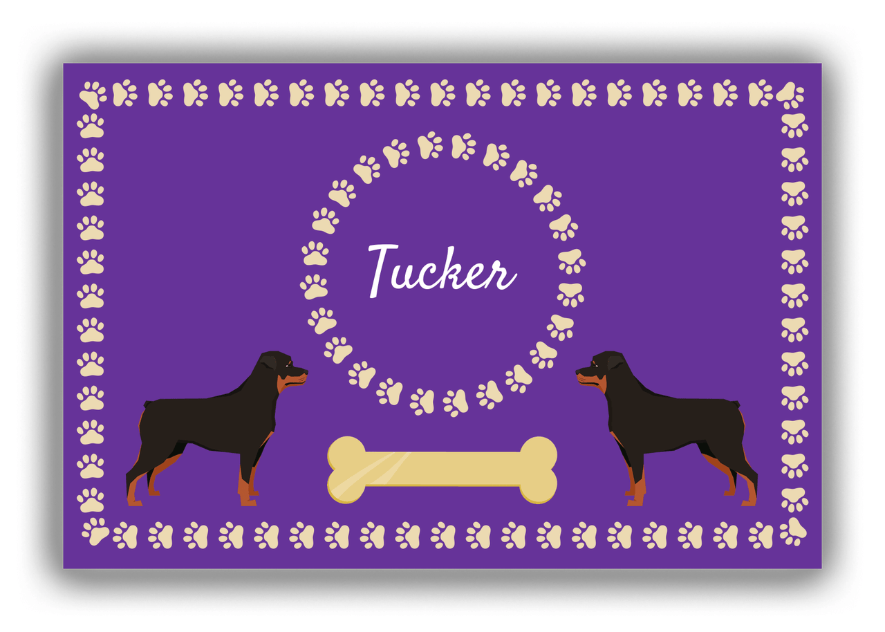 Personalized Dogs Canvas Wrap & Photo Print XIV - Purple Background - Rottweiler - Front View