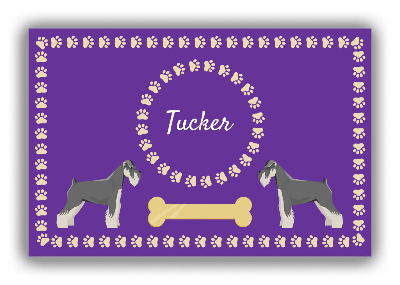 Personalized Dogs Canvas Wrap & Photo Print XIV - Purple Background - Schnauzer - Front View