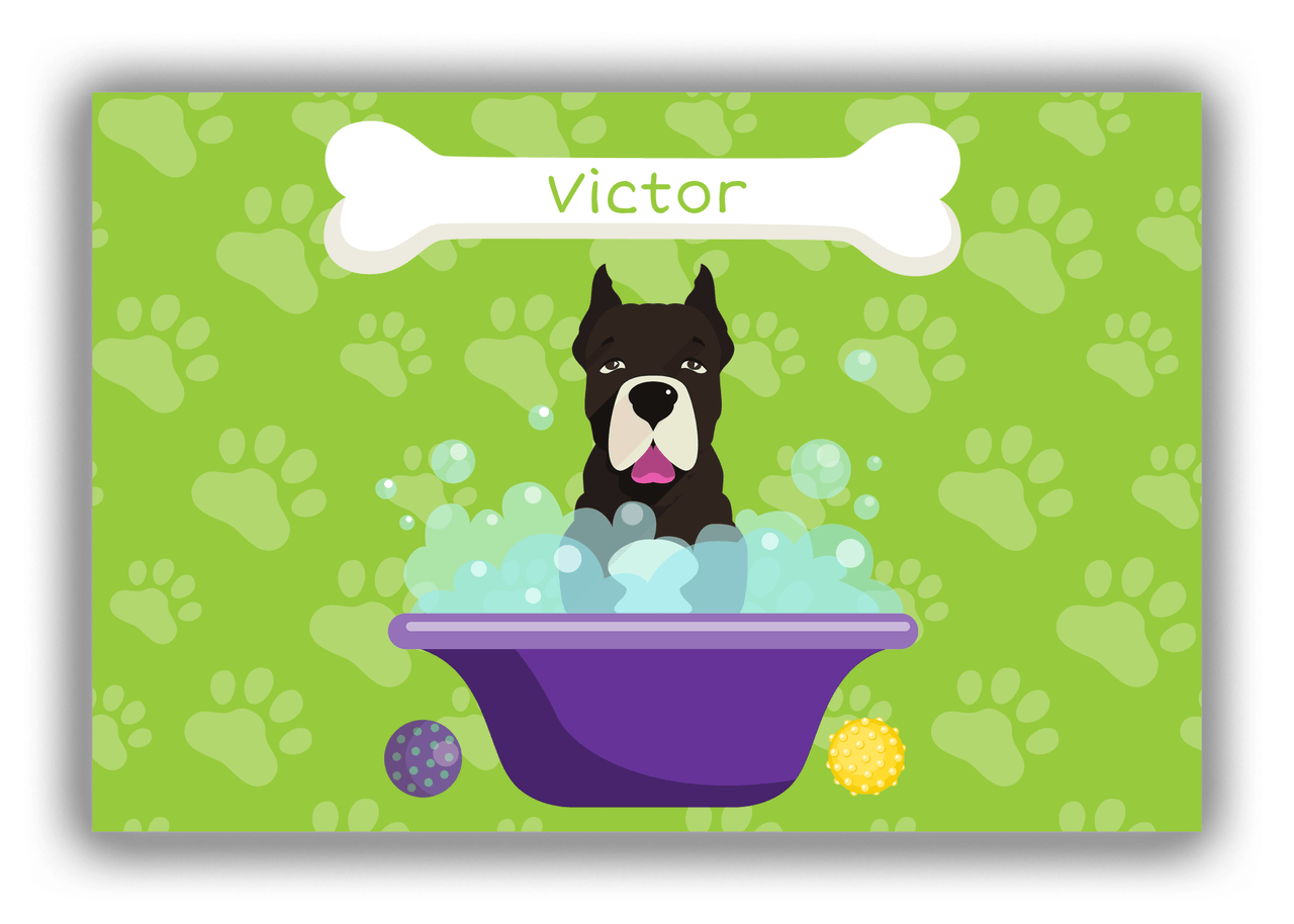 Personalized Dogs Canvas Wrap & Photo Print XV - Green Background - American Staffordshire Terrier - Front View