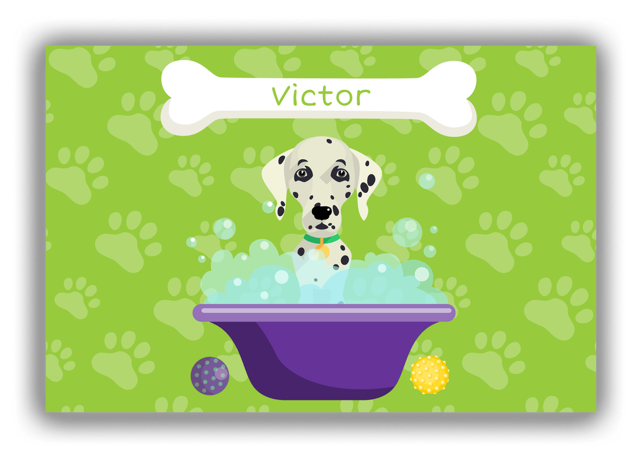 Personalized Dogs Canvas Wrap & Photo Print XV - Green Background - Dalmatian - Front View