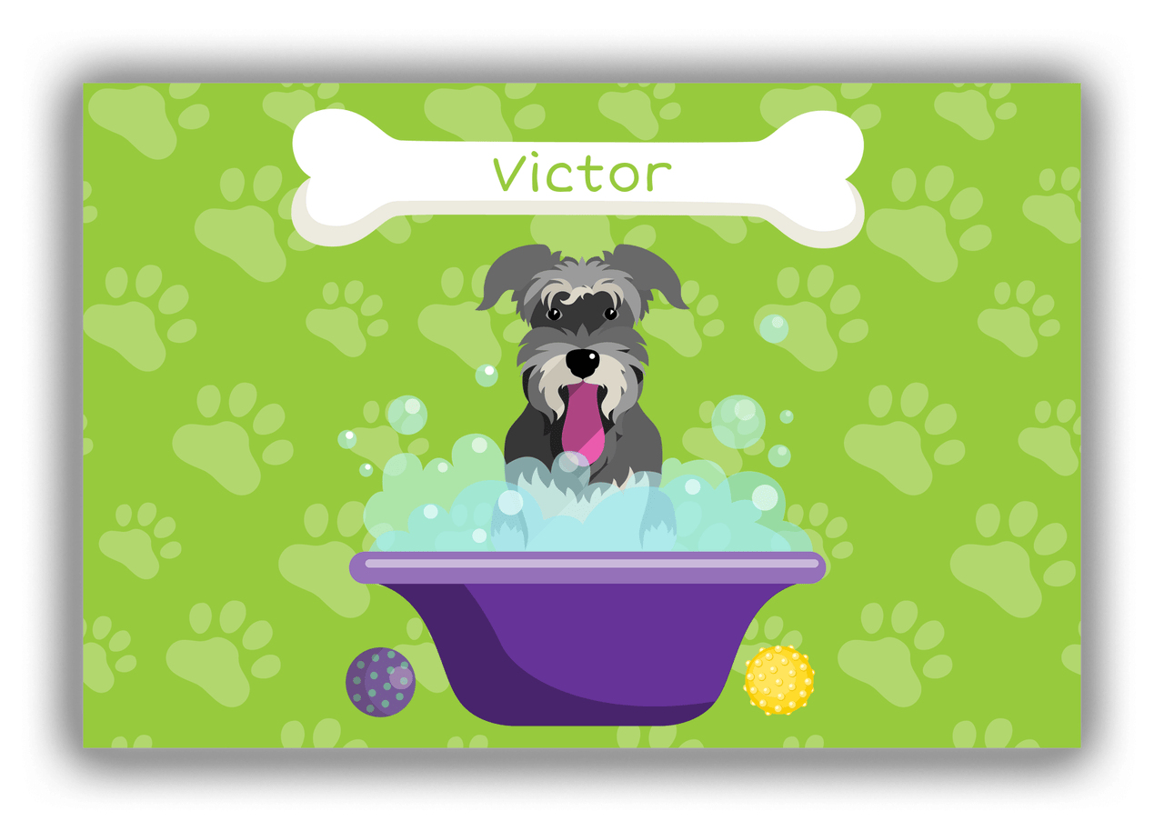 Personalized Dogs Canvas Wrap & Photo Print XV - Green Background - Schnauzer - Front View