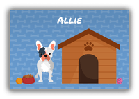 Thumbnail for Personalized Dogs Canvas Wrap & Photo Print XVI - Blue Background - French Bulldog - Front View