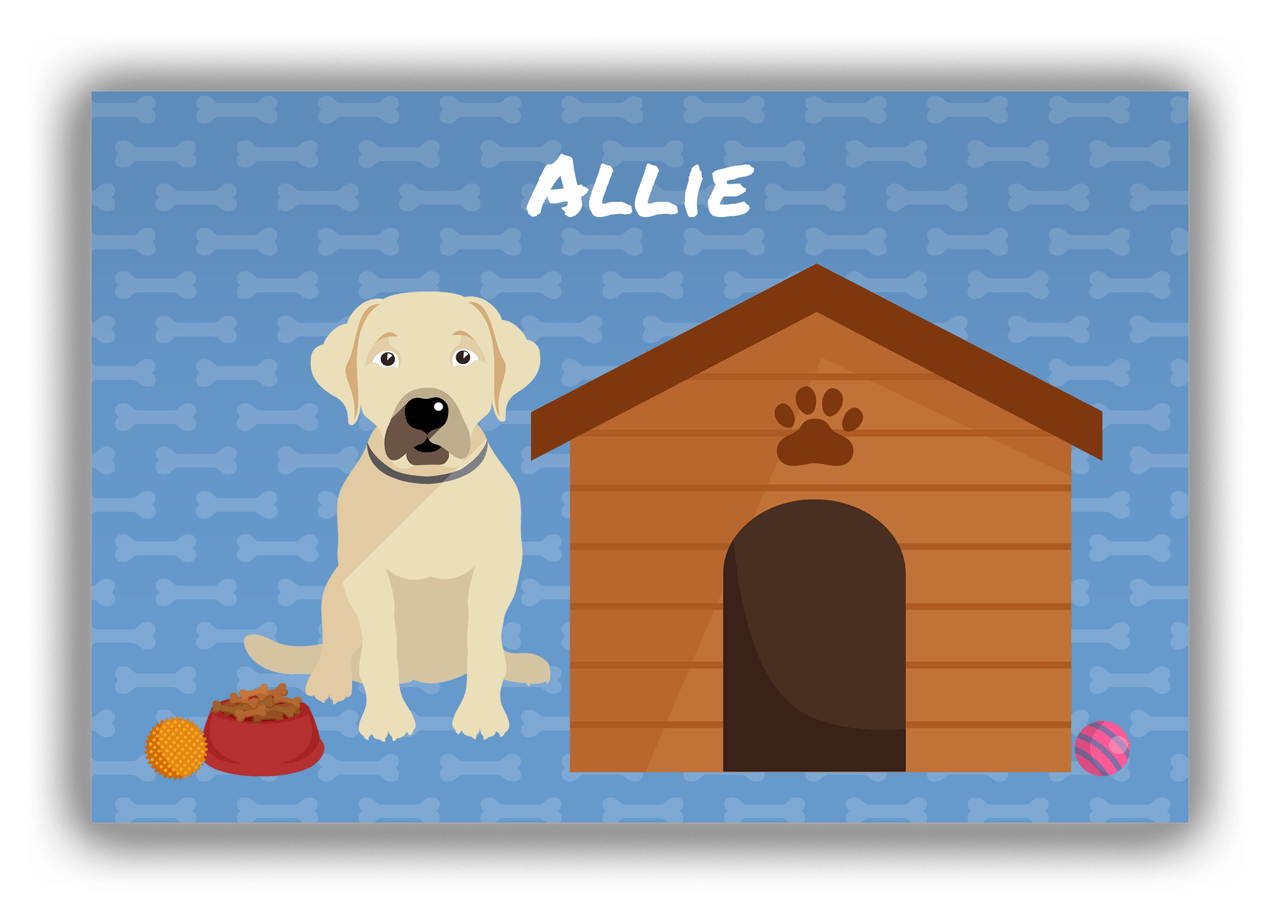 Personalized Dogs Canvas Wrap & Photo Print XVI - Blue Background - Labrador Retriever - Front View