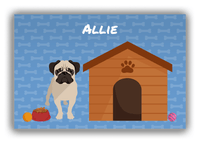 Thumbnail for Personalized Dogs Canvas Wrap & Photo Print XVI - Blue Background - Pug - Front View