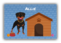 Thumbnail for Personalized Dogs Canvas Wrap & Photo Print XVI - Blue Background - Rottweiler - Front View