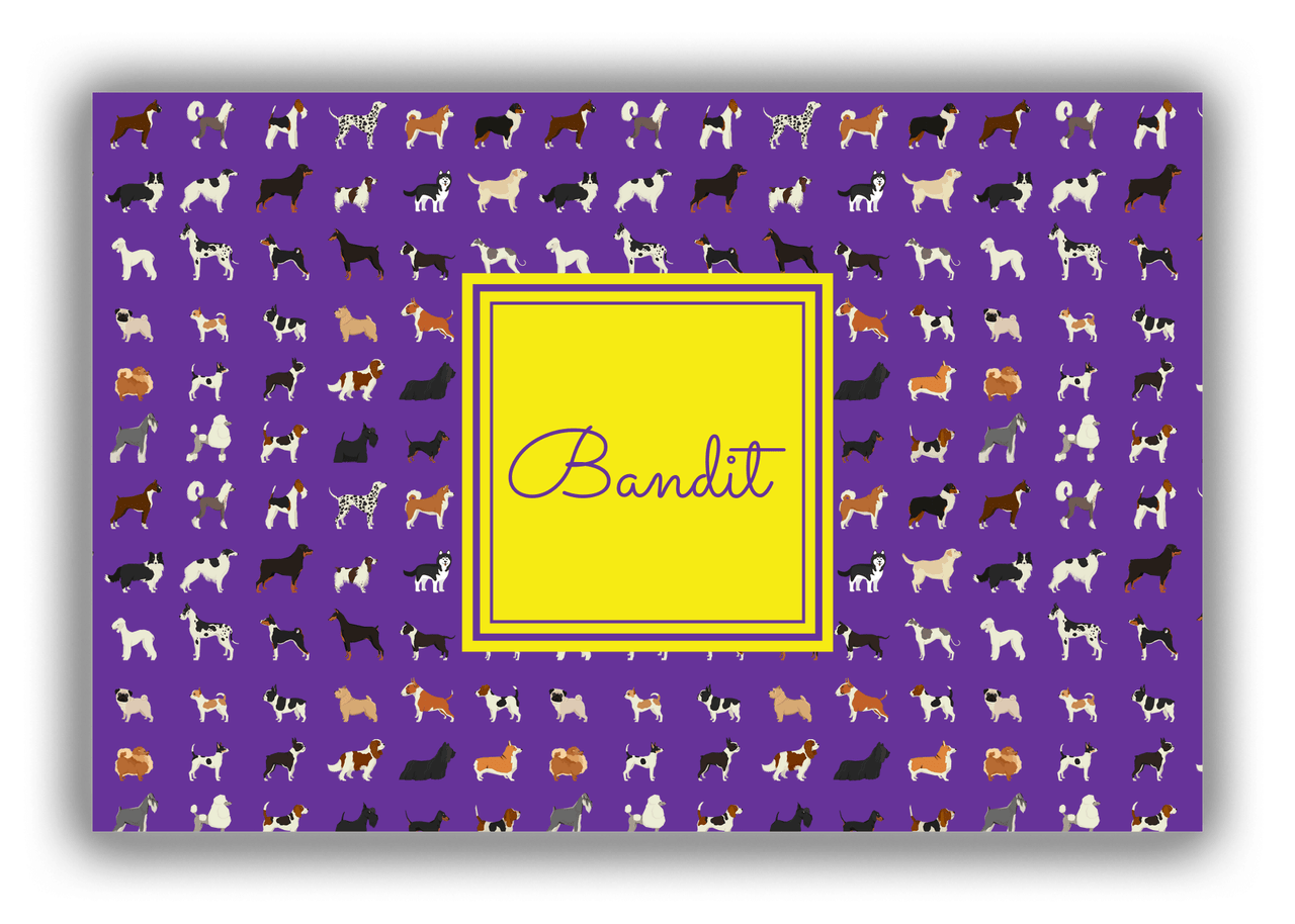 Personalized Dogs Canvas Wrap & Photo Print XVII - Purple Background - Square Nameplate - Front View