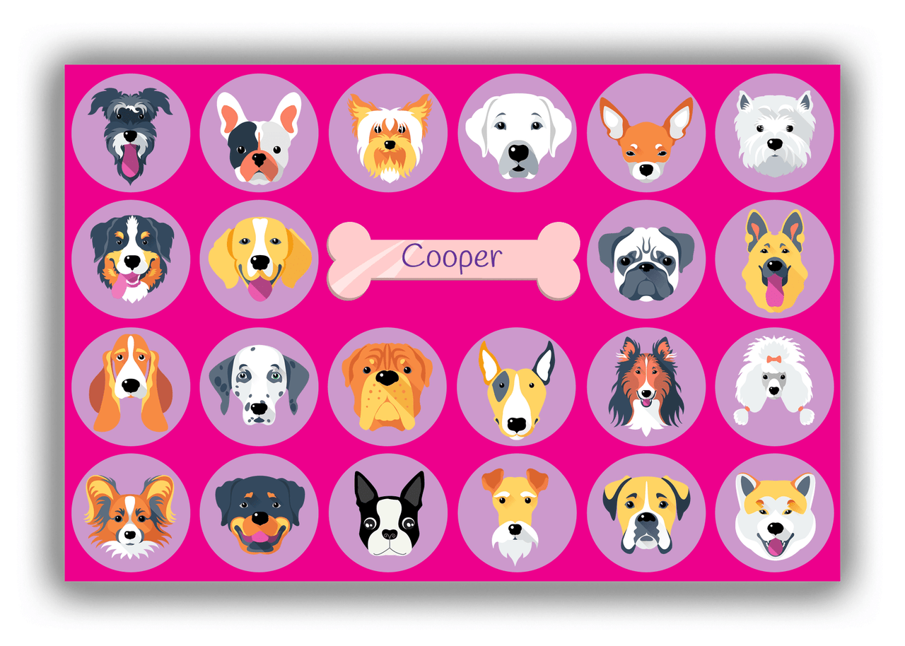 Personalized Dogs Canvas Wrap & Photo Print XVIII - Bubble Dogs - Pink Background - Front View