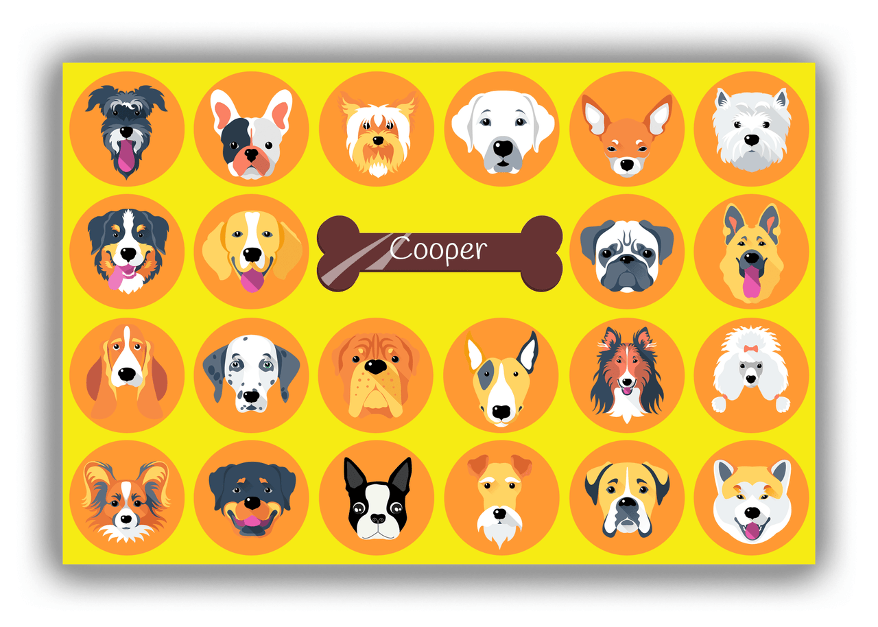 Personalized Dogs Canvas Wrap & Photo Print XVIII - Bubble Dogs - Yellow Background - Front View