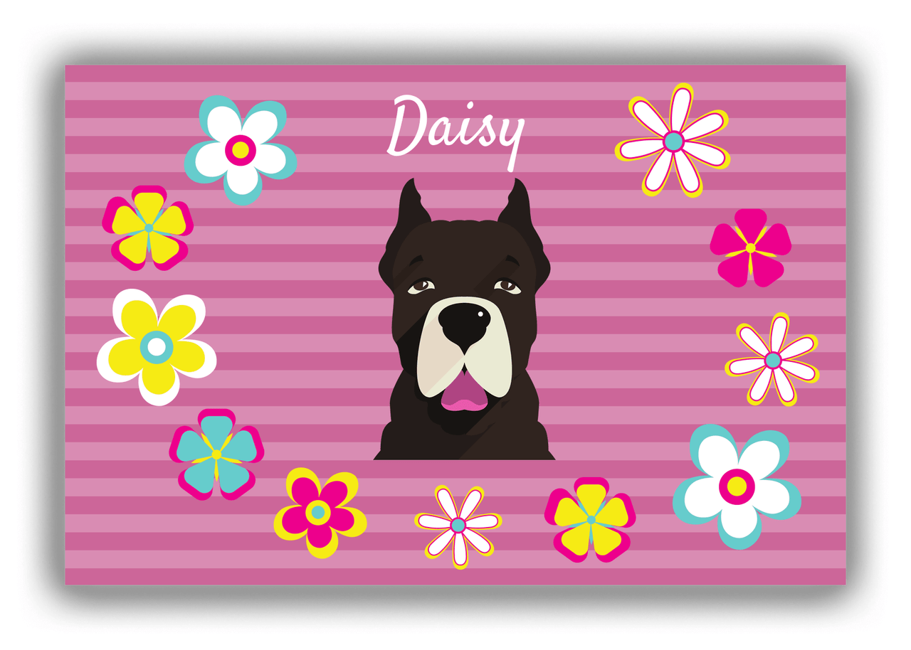 Personalized Dogs Canvas Wrap & Photo Print XIX - Pink Background - American Staffordshire Terrier - Front View