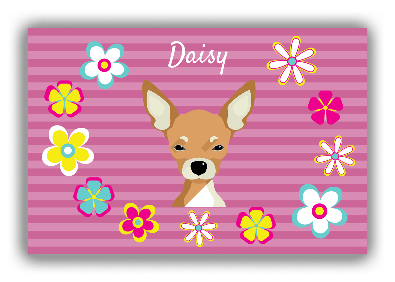 Personalized Dogs Canvas Wrap & Photo Print XIX - Pink Background - Chihuahua - Front View
