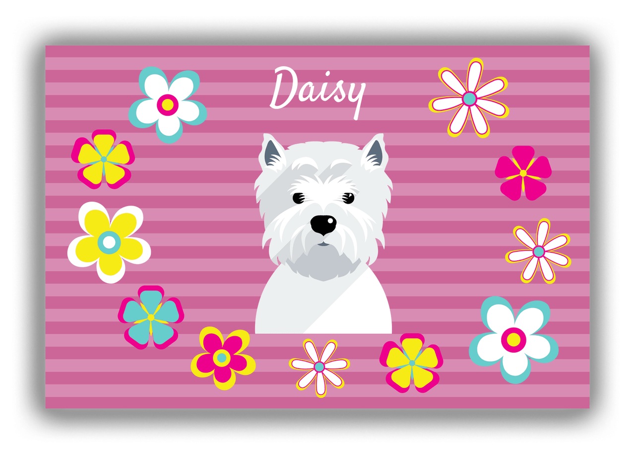 Personalized Dogs Canvas Wrap & Photo Print XIX - Pink Background - Westie - Front View