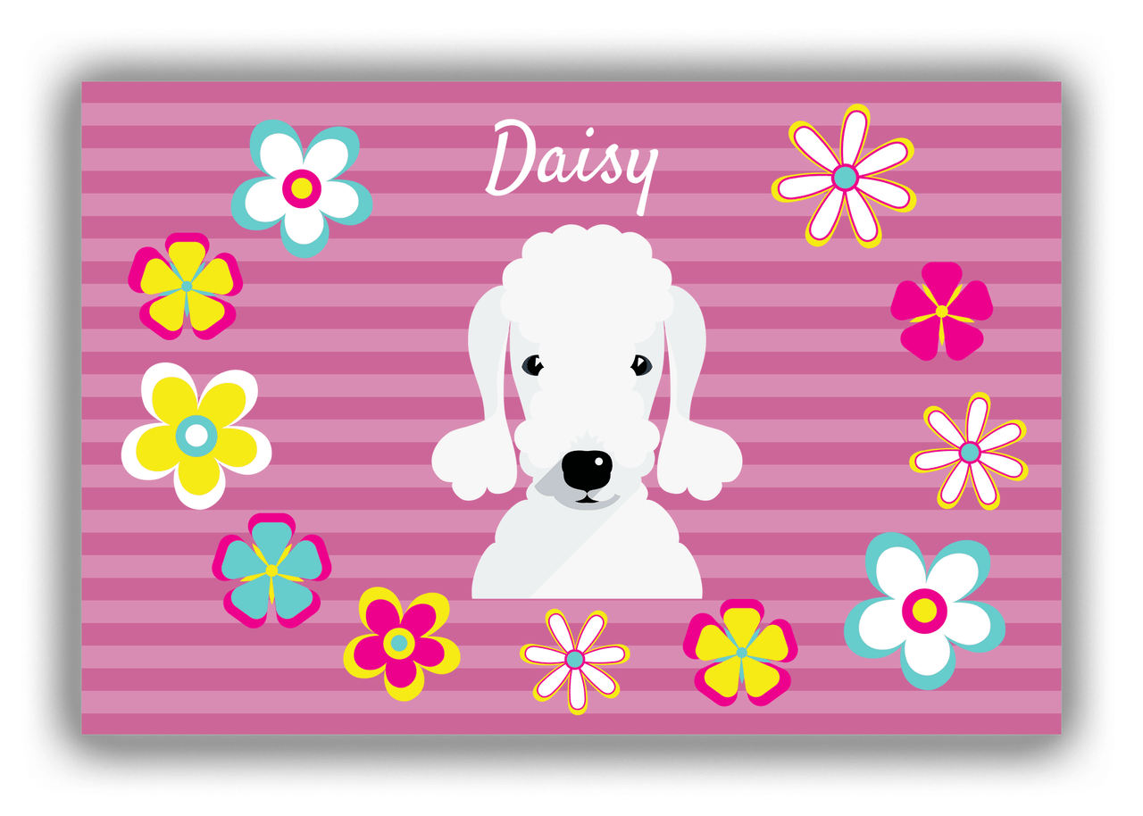 Personalized Dogs Canvas Wrap & Photo Print XIX - Pink Background - Bedlington Terrier - Front View