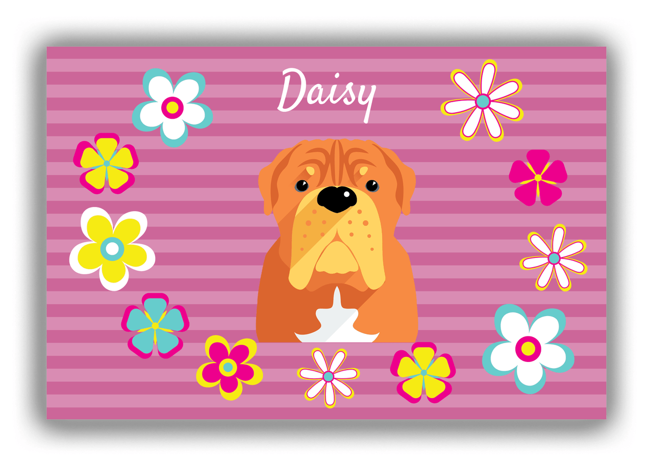 Personalized Dogs Canvas Wrap & Photo Print XIX - Pink Background - Bulldog - Front View