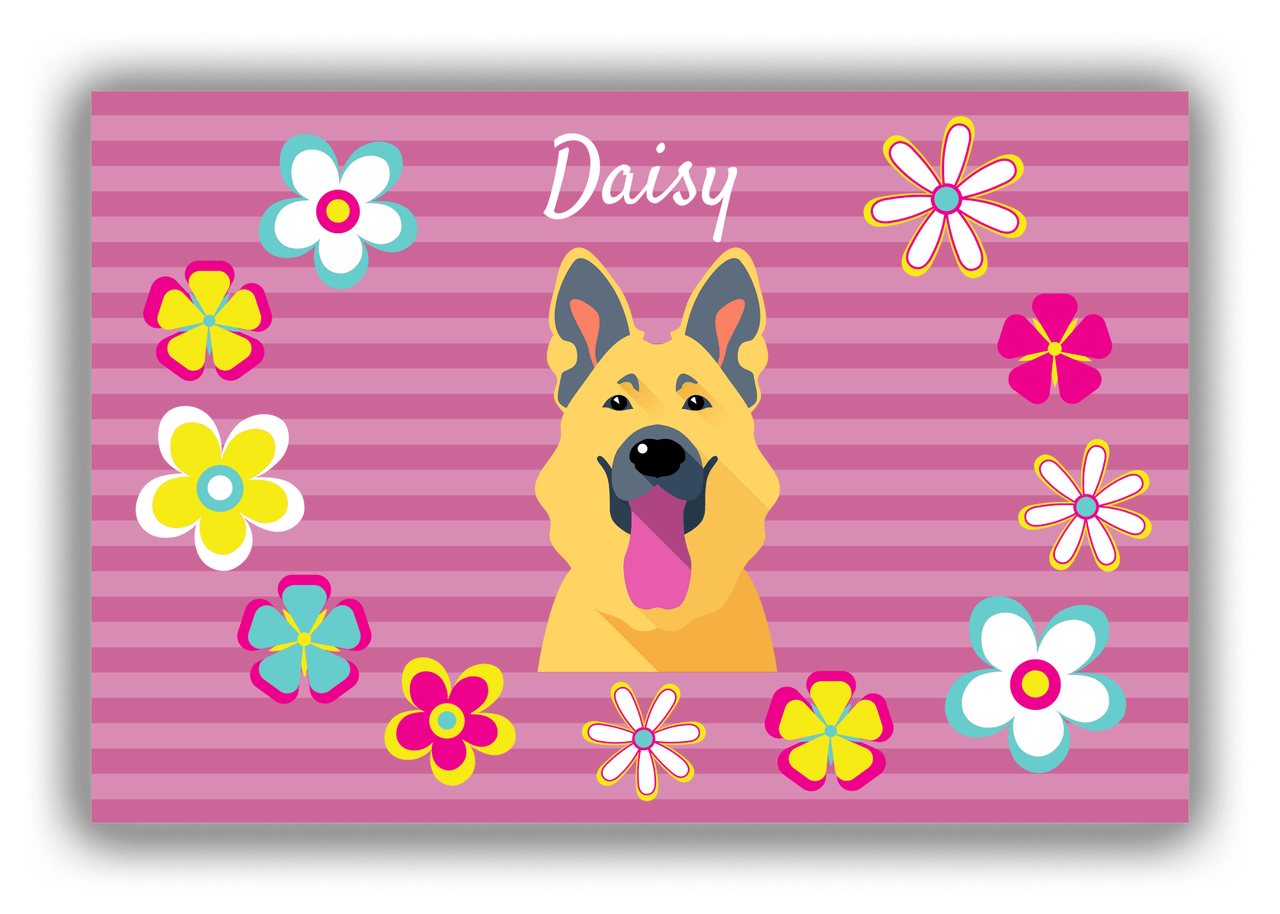 Personalized Dogs Canvas Wrap & Photo Print XIX - Pink Background - German Shepherd - Front View