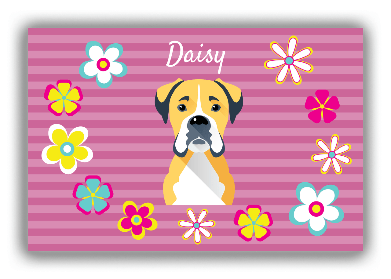 Personalized Dogs Canvas Wrap & Photo Print XIX - Pink Background - Big Yellow Dog - Front View