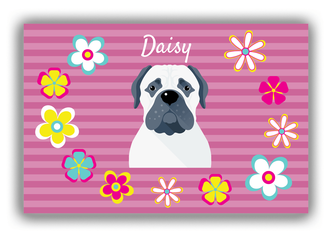 Personalized Dogs Canvas Wrap & Photo Print XIX - Pink Background - Bull Dog - Front View