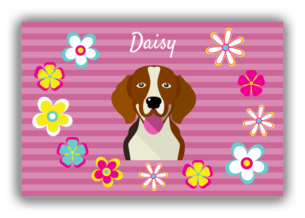 Personalized Dogs Canvas Wrap & Photo Print XIX - Pink Background - Beagle - Front View