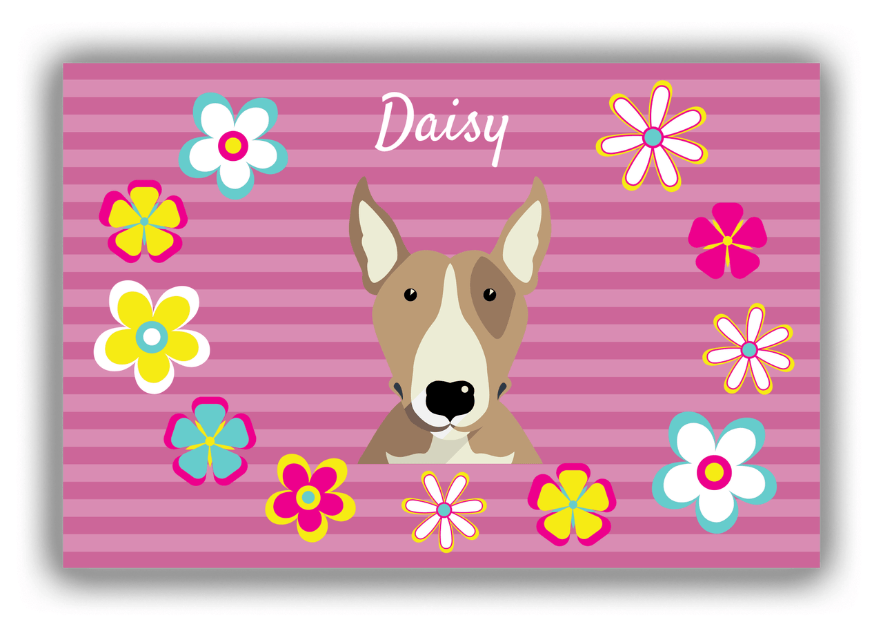 Personalized Dogs Canvas Wrap & Photo Print XIX - Pink Background - Bull Terrier - Front View