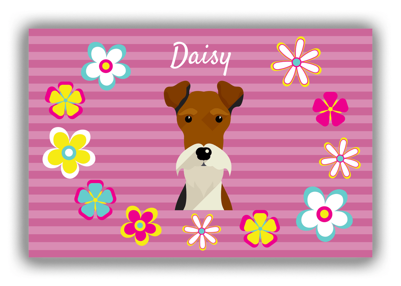 Personalized Dogs Canvas Wrap & Photo Print XIX - Pink Background - Fox Terrier - Front View