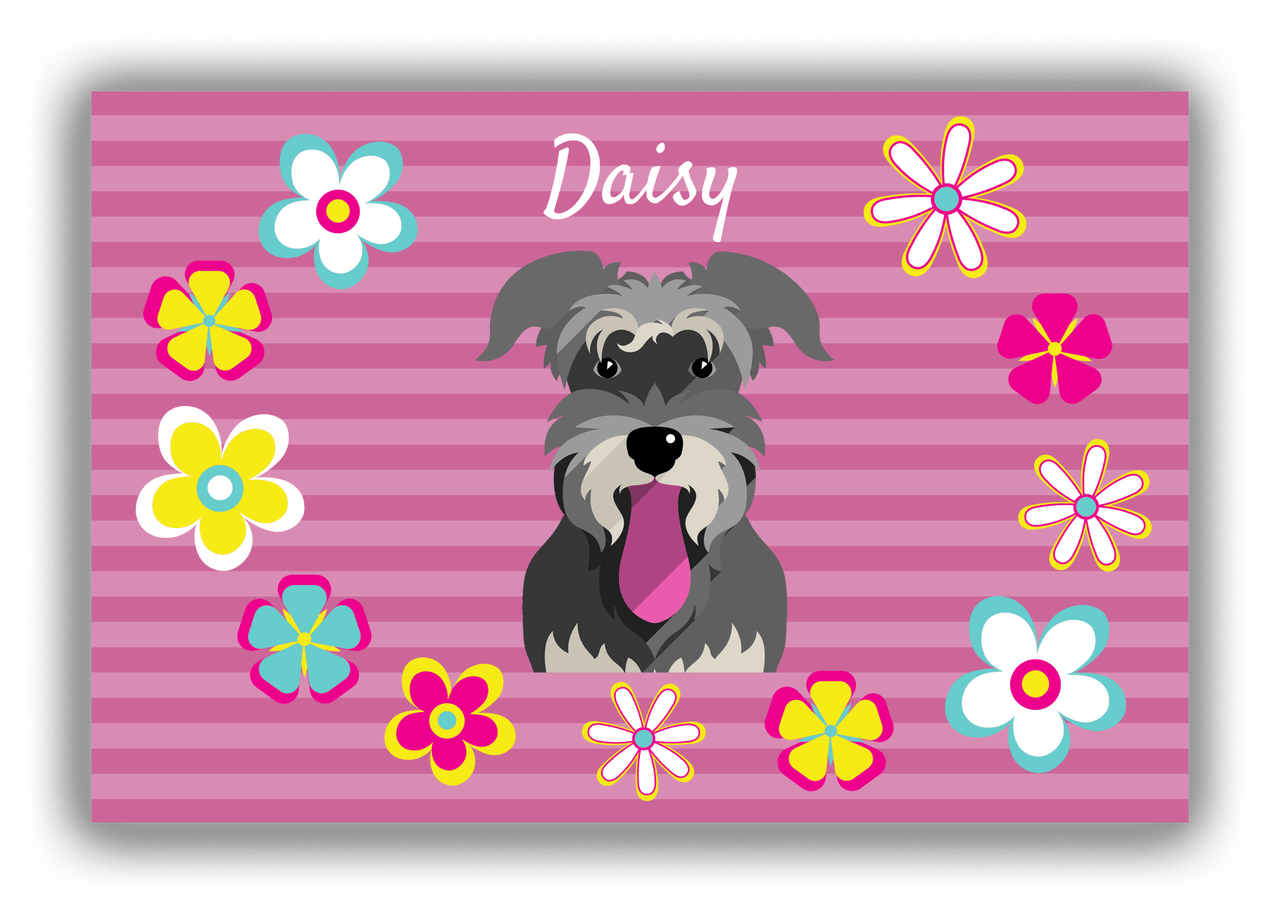 Personalized Dogs Canvas Wrap & Photo Print XIX - Pink Background - Schnauzer - Front View